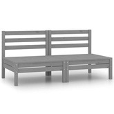 2-osobowa sofa ogrodowa, szara, lite drewno sosnowe