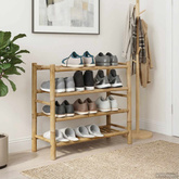 Stojak na buty z półką Naturalny 68 x 28 x 63 cm Bambus