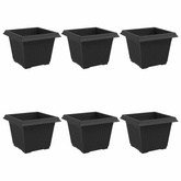 Kwadratowa doniczka na kwiaty 6 pcs Czarny 23 x 23 x 17,5 cm