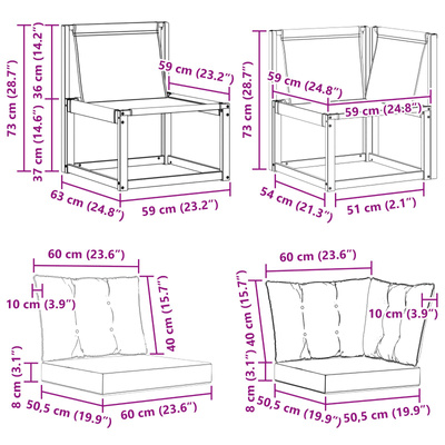 2 szt. Modułowa sofa na zewnątrz Biały