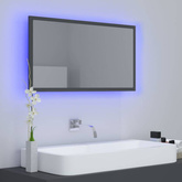 vidaXL Lustro łazienkowe z LED, szare, 80x8,5x37 cm, akryl