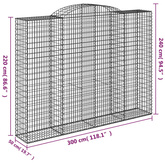 Kosze gabionowe, 3 szt, 300x50x220/240 cm, galwanizowane żelazo