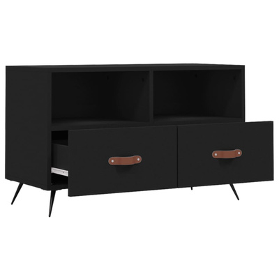 vidaXL Szafka pod TV, czarna, 80x36x50 cm, materiał drewnopochodny