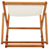 vidaXL Składany leżak, drewno eukaliptusa i kremowa tkanina