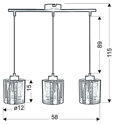 Lampa wisząca chromowa szklany klosz 3D 3x40W Nocturno Candellux 33-57709