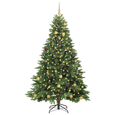 Sztuczna choinka z 300 diodami LED Zielony 210 cm PE i PVC