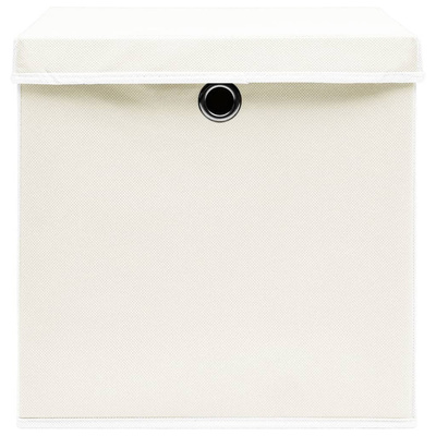 Pudełka z pokrywami, 4 szt., białe, 32x32x32 cm, tkanina