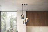 Lampa wisząca KLEA szklana – z grafitowym oraz mlecznym kloszem – nowoczesna lampa nad stół do salonu G9 LED
