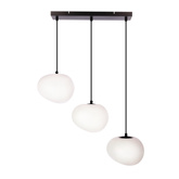 Lampa wisząca STONES w stylu Japandi - podłużna z akrylowymi kloszami 20 cm w kształcie kamienia - minimalistyczna lampa nad stół 3x E27