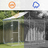 vidaXL Kojec dla psa, z dachem, srebrny, 3x1,5x2,5 m, stal