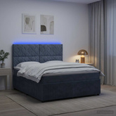 Łóżko z box spring LED z materacem ciemnoszary 180 x 200 cm