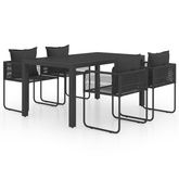 vidaXL 5-częściowy zestaw mebli ogrodowych rattan PVC, czarny