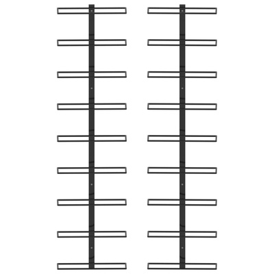 Ścienne uchwyty na 18 butelek wina, 2 szt., czarne, żelazne