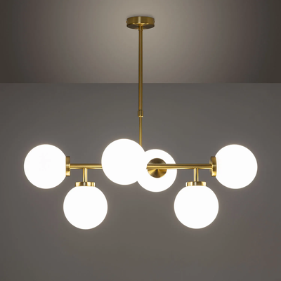 Lampa Wisząca Kule Mleczne Złota Abruzzo Liguria 6xE27