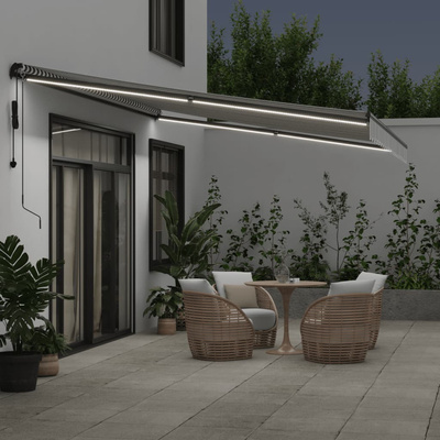 Automatyczna markiza z LED, antracytowo-biała, 500x350 cm