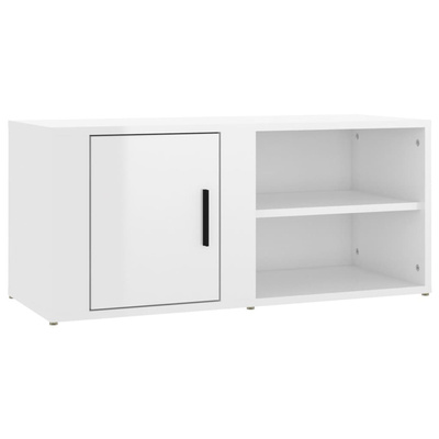vidaXL Szafka pod TV, wysoki połysk, biała, 80x31,5x36 cm