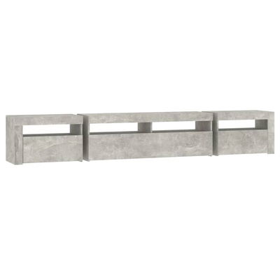 vidaXL Szafka pod TV z oświetleniem LED, szarość betonu, 240x35x40 cm