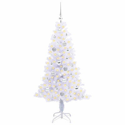 Sztuczna choinka z 150 diodami LED Biały 150 cm PVC i Stal