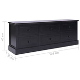 vidaXL Szafka pod TV, czarna, 108x30x40 cm, drewno paulownia