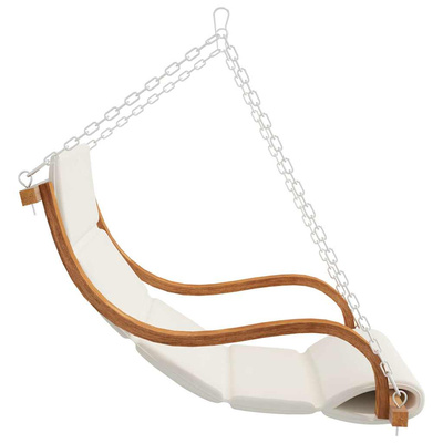 vidaXL Fotel powieszany, kremowa poduszka, gięte drewno w kolorze teku