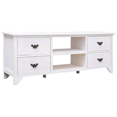 vidaXL Szafka pod TV, antyczna biel, 108x30x40 cm, drewno paulownia