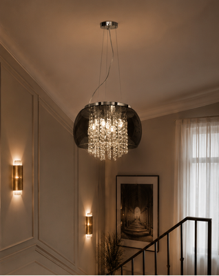 Lampa Szklana Przydymione lustro drobne korale 50cm