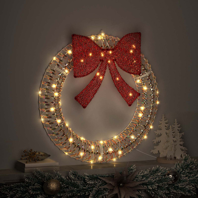 Wianek z 60 diodami LED Ciepła biel 76 x 76 x 8 cm PET