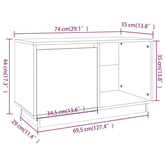 vidaXL Szafka pod TV, miodowy brąz, 74x35x44 cm, lite drewno sosnowe