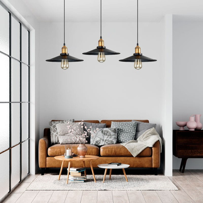 Lampa Wisząca Retro Loft Czarno złota 26cm E27 Abruzzo Teo