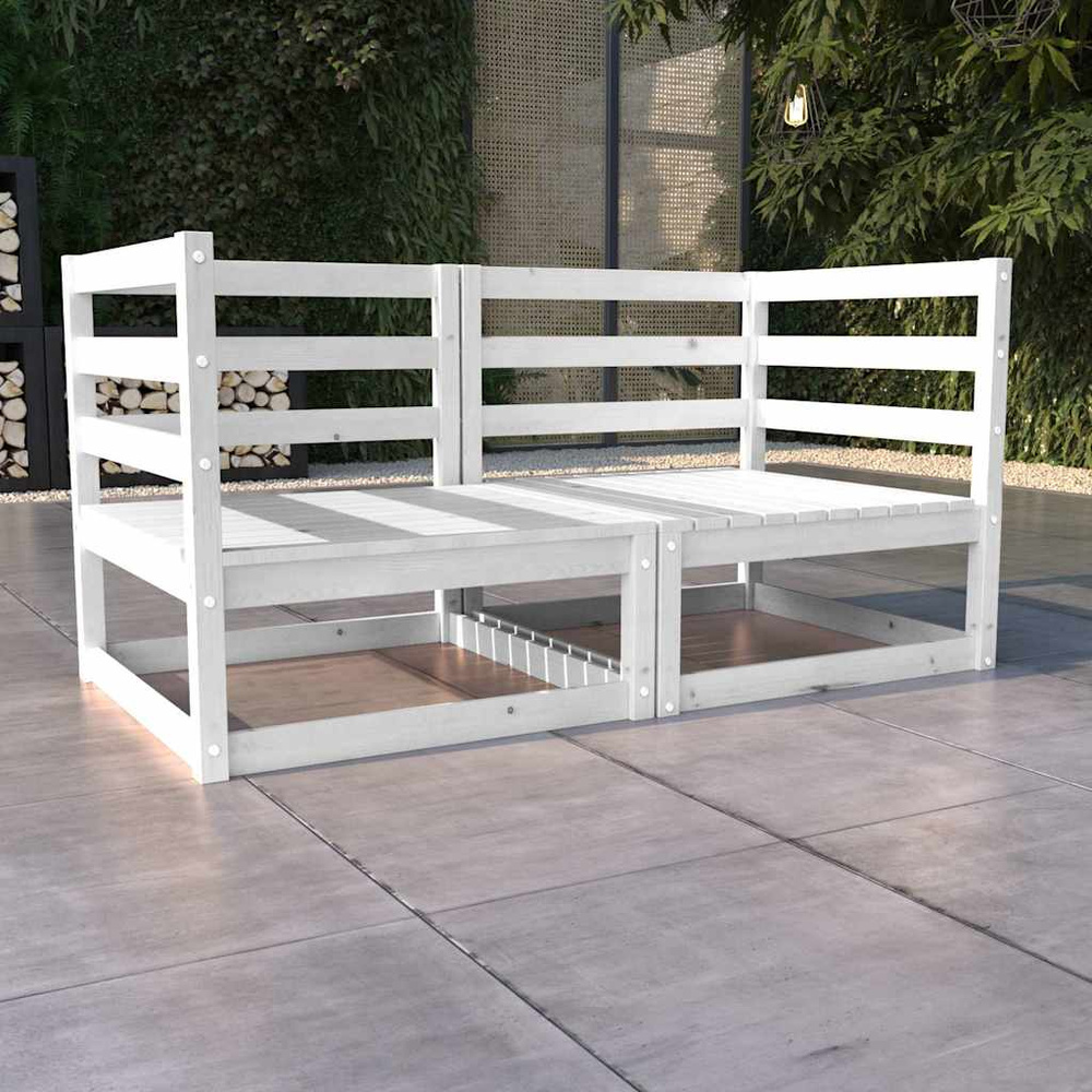 2-osobowa sofa ogrodowa, biała, lite drewno sosnowe