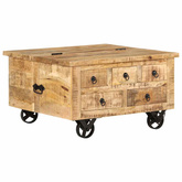 Stolik kawowy, chropowate drewno mango, 70 x 70 x 40 cm