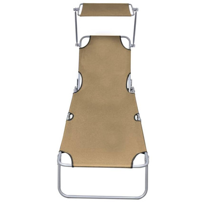 vidaXL Składany leżak z zadaszeniem, taupe, aluminium