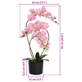 Sztuczny kwiat orchidei w doniczce różowy 45 x 15 x 65 cm