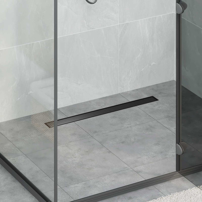 2 w 1 Odwodnienie prysznicowe Czarny 80 cm Stal nierdzewna 304