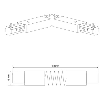 Łącznik elastyczny do szyny, giętki MEVA PRO Flex Connector-A White, biały EDO777518 EDO Solutions