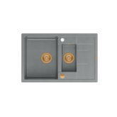 MORGAN 156 GraniteQ zlewozmywak silver stone z syfonem Push To Open okrągły 1,5-komorowy z/o / elementy miedziane