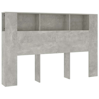 Wezgłowie łóżka z półkami, szarość betonu, 160x18,5x104,5 cm