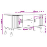 Szafka RTV OLDEN, brązowa, 114x43x57 cm, lite drewno sosnowe