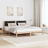 Ramka łóżka Czarny 200 x 200 cm Lite drewno sosnowe