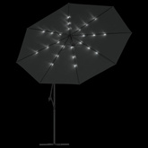 Parasol wiszący z LED i metalowym słupkiem, 350 cm, antracytowy