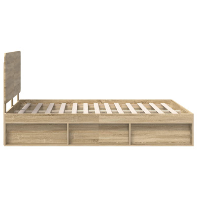 Ramka łóżka dąb Sonoma 140 x 190 cm Lite drewno sosnowe