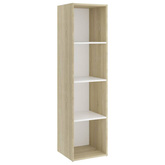 vidaXL Szafka pod TV, biel i dąb sonoma, 142,5x35x36,5 cm