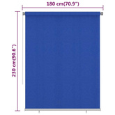 vidaXL Roleta zewnętrzna, 180x230 cm, niebieska, HDPE