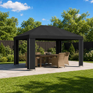 Altana 4 × 3 m Czarny Poliester i Stal 190 gsm