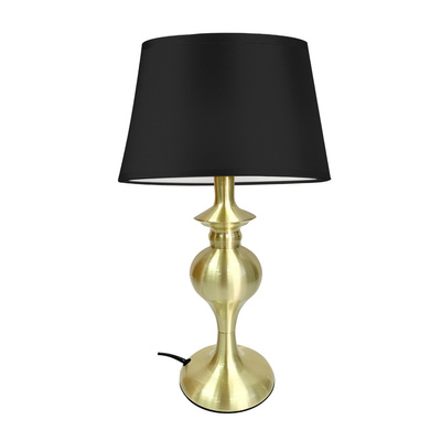 Lampka nocna Prima gold z abażurem czarnym metalowa glamour