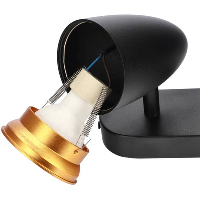 Podwójna punktowa oprawa sufitowa typu spot OVO 2 Black Gold, listwa, IP20, 2xGU10, czarna, pierścień złoty EDO777239 EDO Solutions