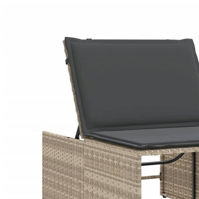 vidaXL Leżaki ze stolikiem, 2 szt., jasnoszare, polirattan model standard