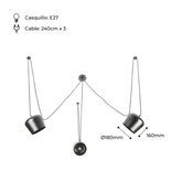 Nowoczesna Lampa Wisząca 3x?30cm Szara Abruzzo Rittoro