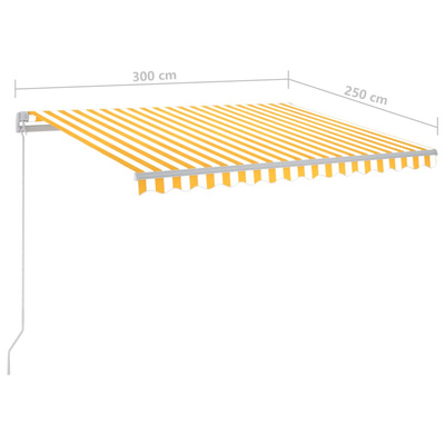 vidaXL Ręcznie zwijana markiza z LED, 300 x 250 cm, żółto-biała