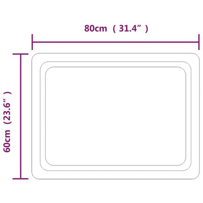 vidaXL Lustro łazienkowe z LED, 80x60 cm